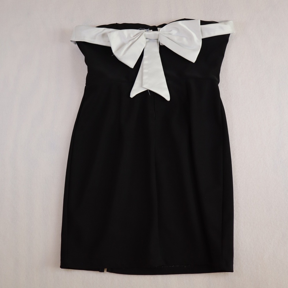 Trixxi Mini Dress Medium Black White Strapless Bow Coquette Ballet Chic Bridal